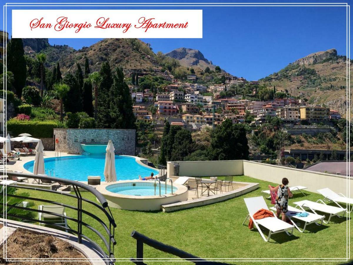 San Giorgio Luxury Apartment Taormina-Panoramic Pool & Parking Space Exterior foto